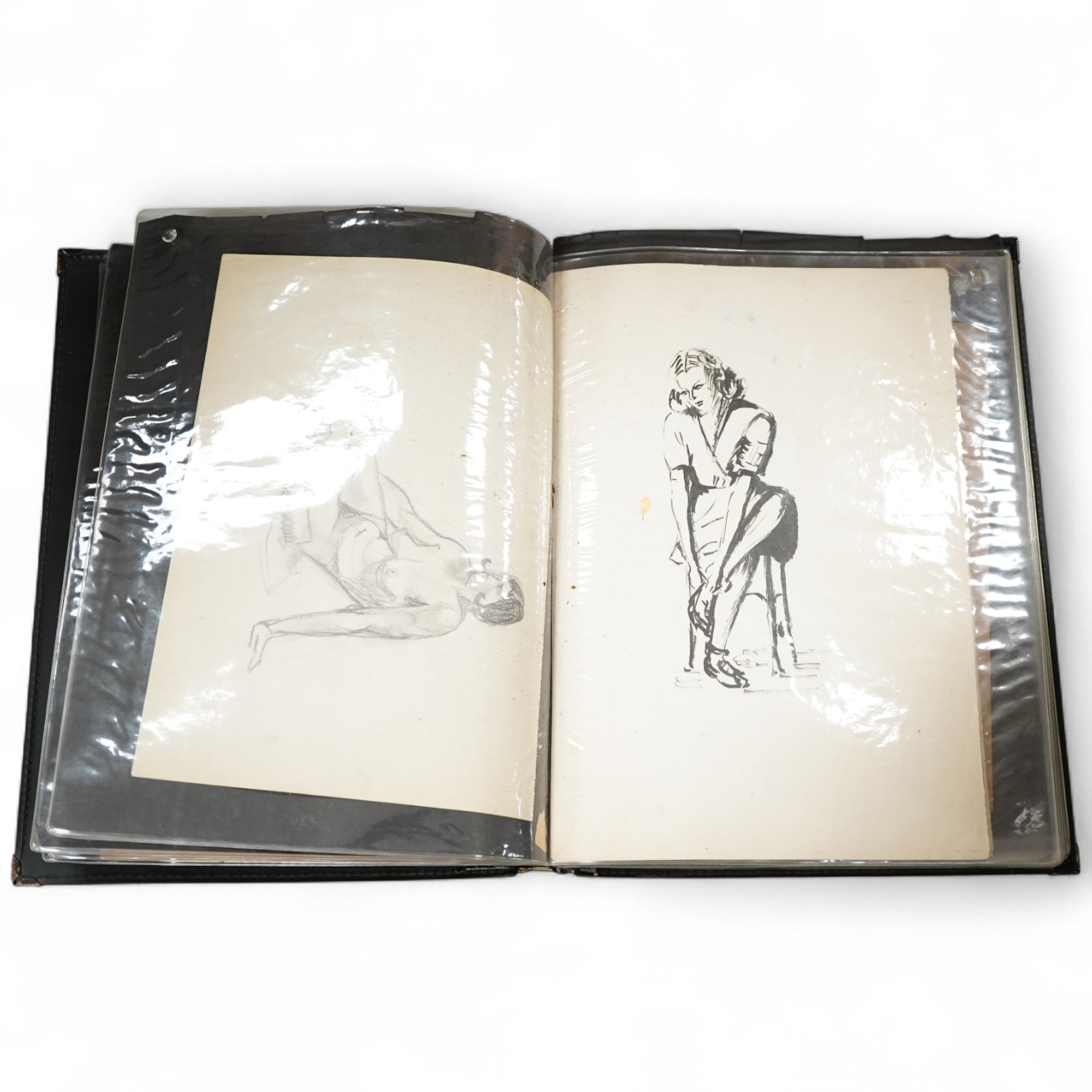 Gisèle Tanalias (20th. C), an album of watercolours and sketches, Figural and portrait studies